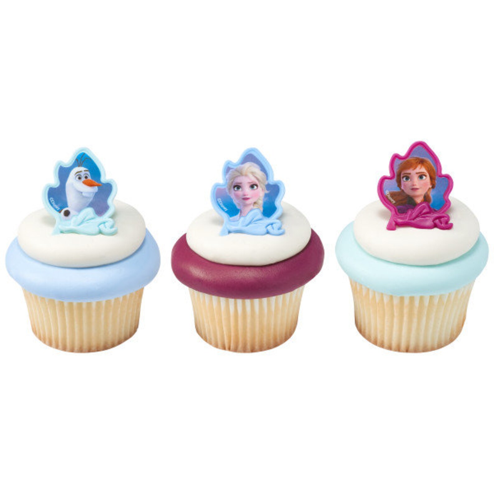 12 DISNEY FROZEN II Cupcake Rings Elsa Anna Olaf Cake Toppers Etsy