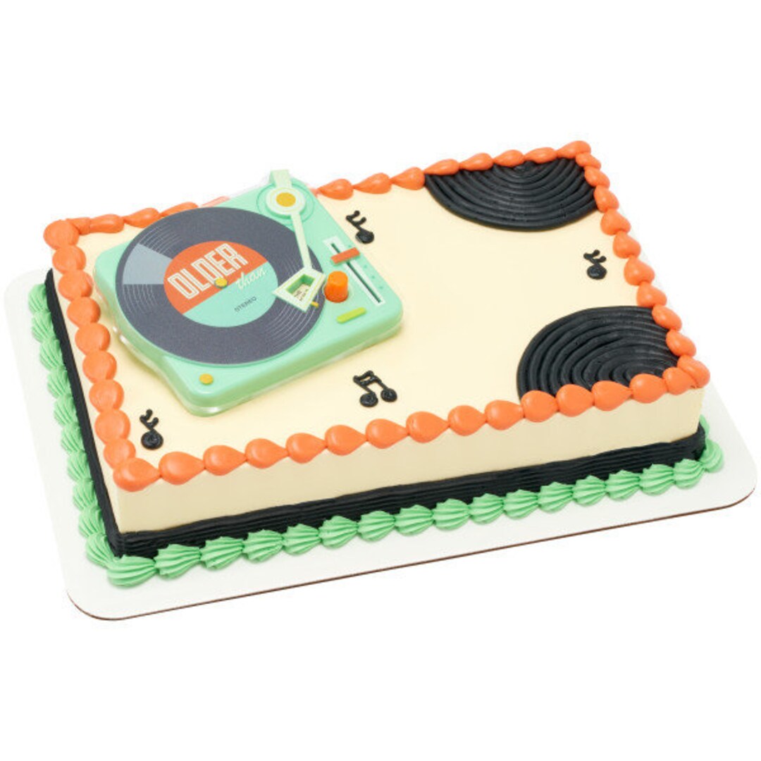 Older Than Vinyl Record Player Cake Topper LP Turntable Retro Birthday