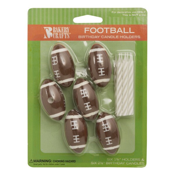 FOOTBALL Candle Holder Set With Candles Cupcake Cake Toppers Birthday