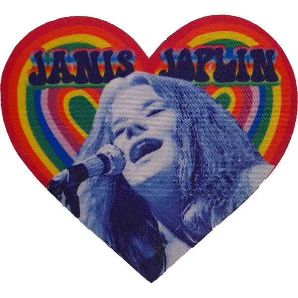 JANIS JOPLIN Rainbow Heart Patch - 3.5x4 Inch - Legendary Singer Songwriter Embroidered Patch Applique Craft Supply - Officially Licensed