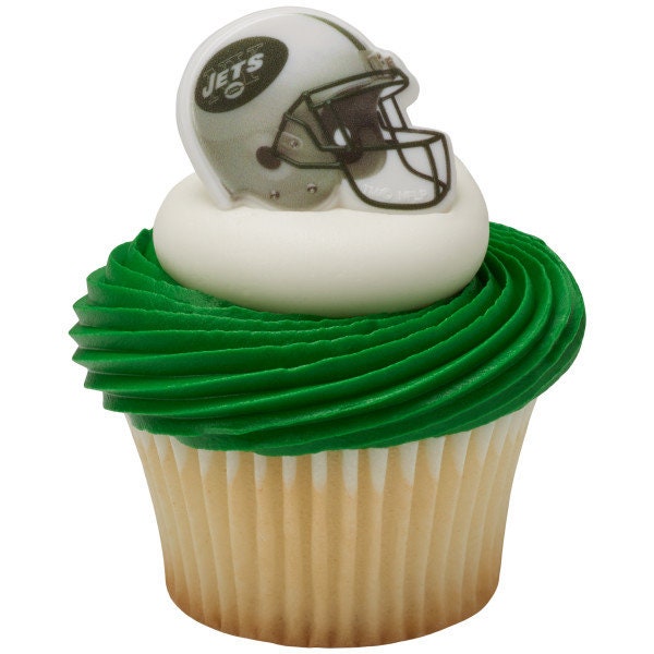 12 NEW YORK JETS Cupcake Rings Nfl Cake Toppers for Birthday Party Decoration Craft Supply