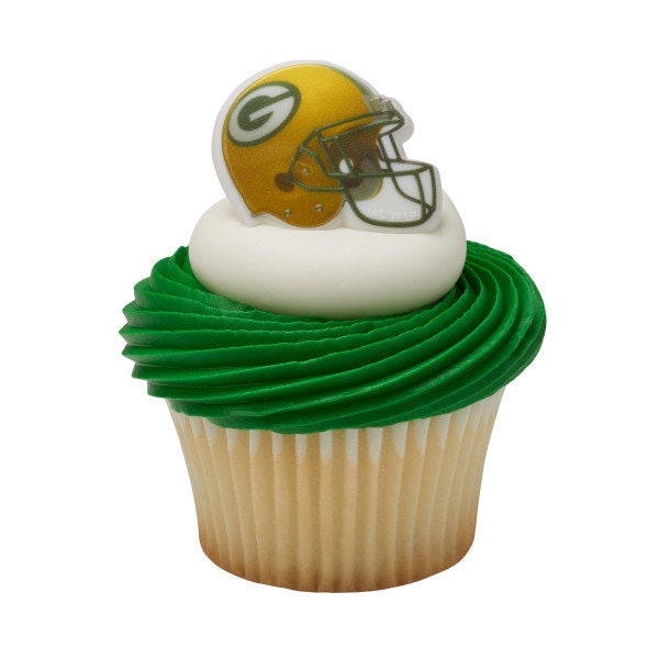 12 GREEN BAY PACKERS Cupcake Rings Nfl Cake Toppers for Birthday Party Decoration Craft Supply