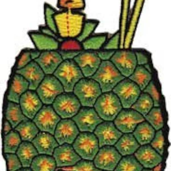 Hawaii Pineapple Drink Patch - Hawaiian Embroidered Patch Applique Craft Supply