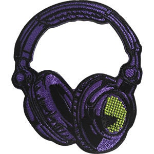 Purple Headphones Music Patch - Embroidered Patch Applique Craft Supply