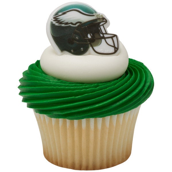 24 PHILADELPHIA EAGLES Cupcake Rings NFL Cake Toppers for Birthday Party Decoration Craft Supply - Super Bowl