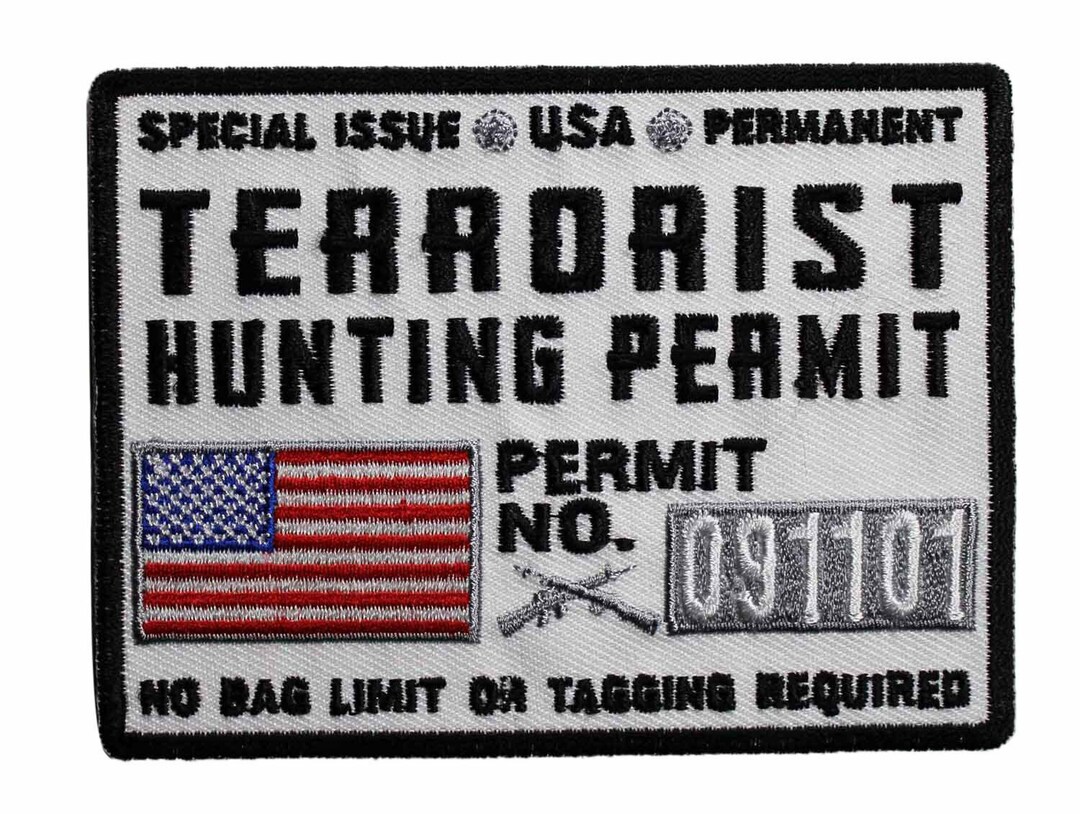 Terrorist Hunting Permit Patch Flag Military Embroidered Etsy
