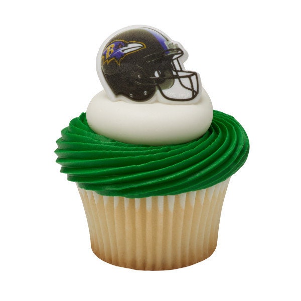 12 BALTIMORE RAVENS Cupcake Rings NFL Cake Toppers for Birthday Party Decoration Craft Supply
