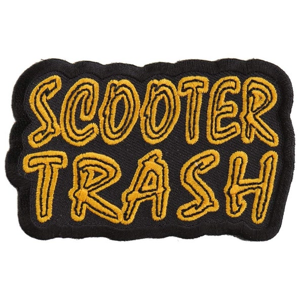 SCOOTER TRASH Biker Motorcycle Embroidered Patch Craft Supply