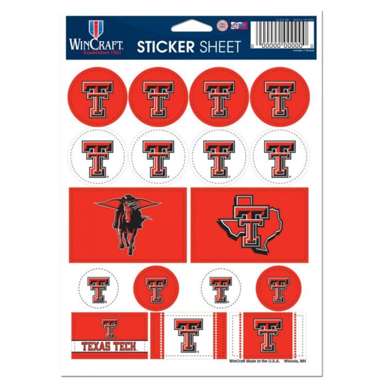 NCAA Vinyl Sticker Sheet