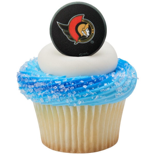 12 OTTAWA SENATORS Cupcake Rings - NHL Ottawa Senators Cake Toppers for Birthday Party Decoration Craft Supply