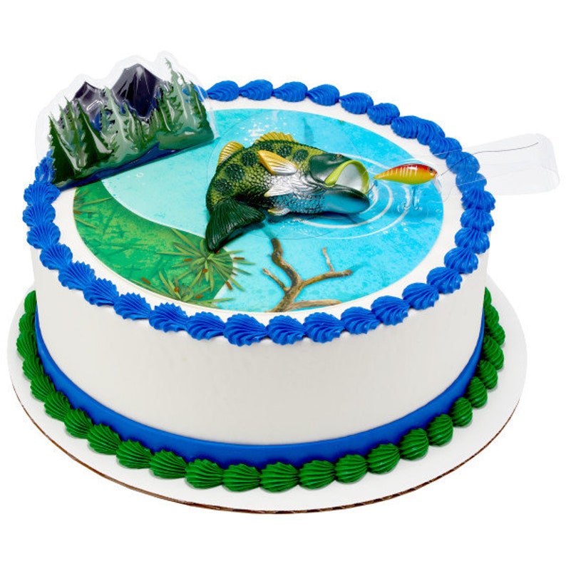 CATCHING The BIG ONE Cake Topper Fishing Hook Pole Tackle Cake Decoration Birthday Decoset