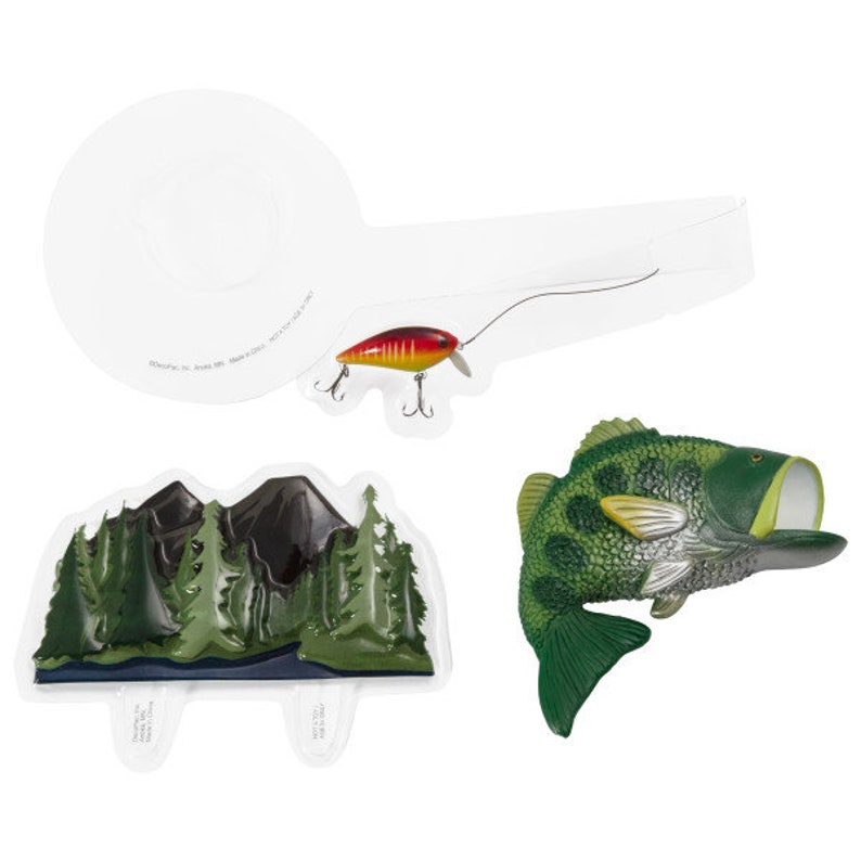CATCHING The BIG ONE Cake Topper Fishing Hook Pole Tackle Cake Decoration Birthday Decoset