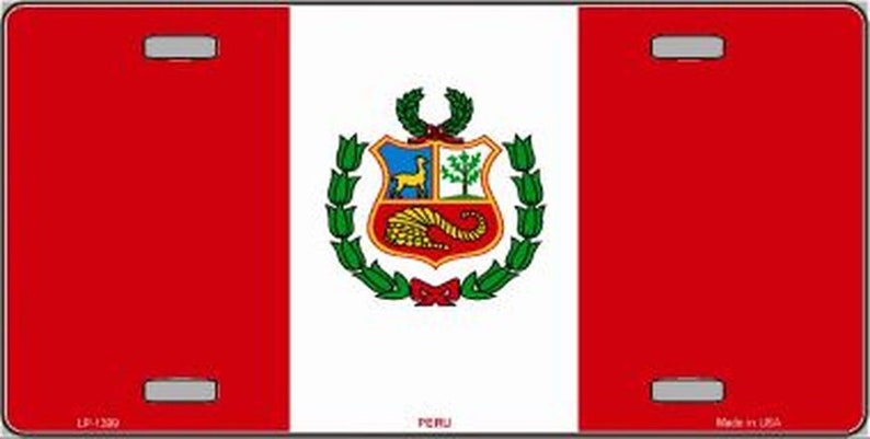 PERU FLAG Metal License Plate