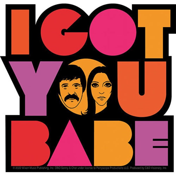 SONNY & CHER I Got You Babe Sticker Decal - 4.5x4.75 Inch - American Music Pop Entertainment Duo Vinyl Decal Sticker Craft Supply