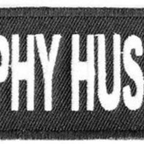 TROPHY HUSBAND Funny Biker Motorcycle Embroidered Patch Craft Supply