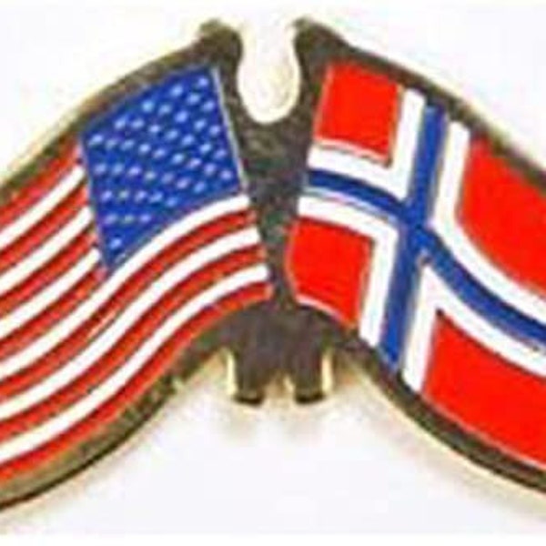 USA NORWAY National Flags Crossed Lapel Pin - Enamel Pin for Backpack Tie Shirt Trading Button Pinback Craft Supply