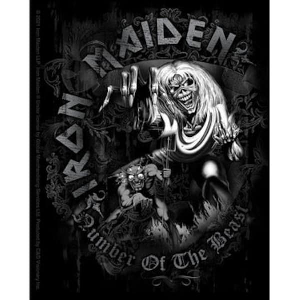 IRON MAIDEN Number of the Beast B&W Sticker Decal - 4x5 Inch - Dickinson English Heavy Metal Band Music Vinyl Decal Sticker Craft Supply