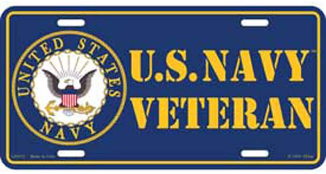 U.S. NAVY Veteran Logo Metal License Plate Military Vet Etsy