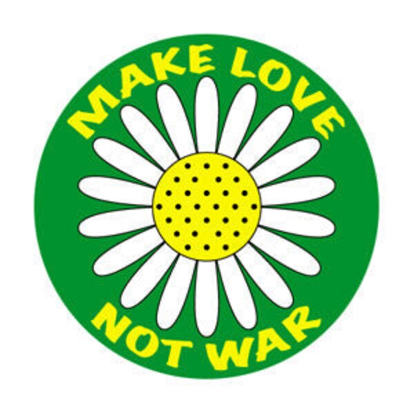 Make Love Not War Flower Pinback Button Badge - Peace Anti-War Round 1.25" Button Craft Supply