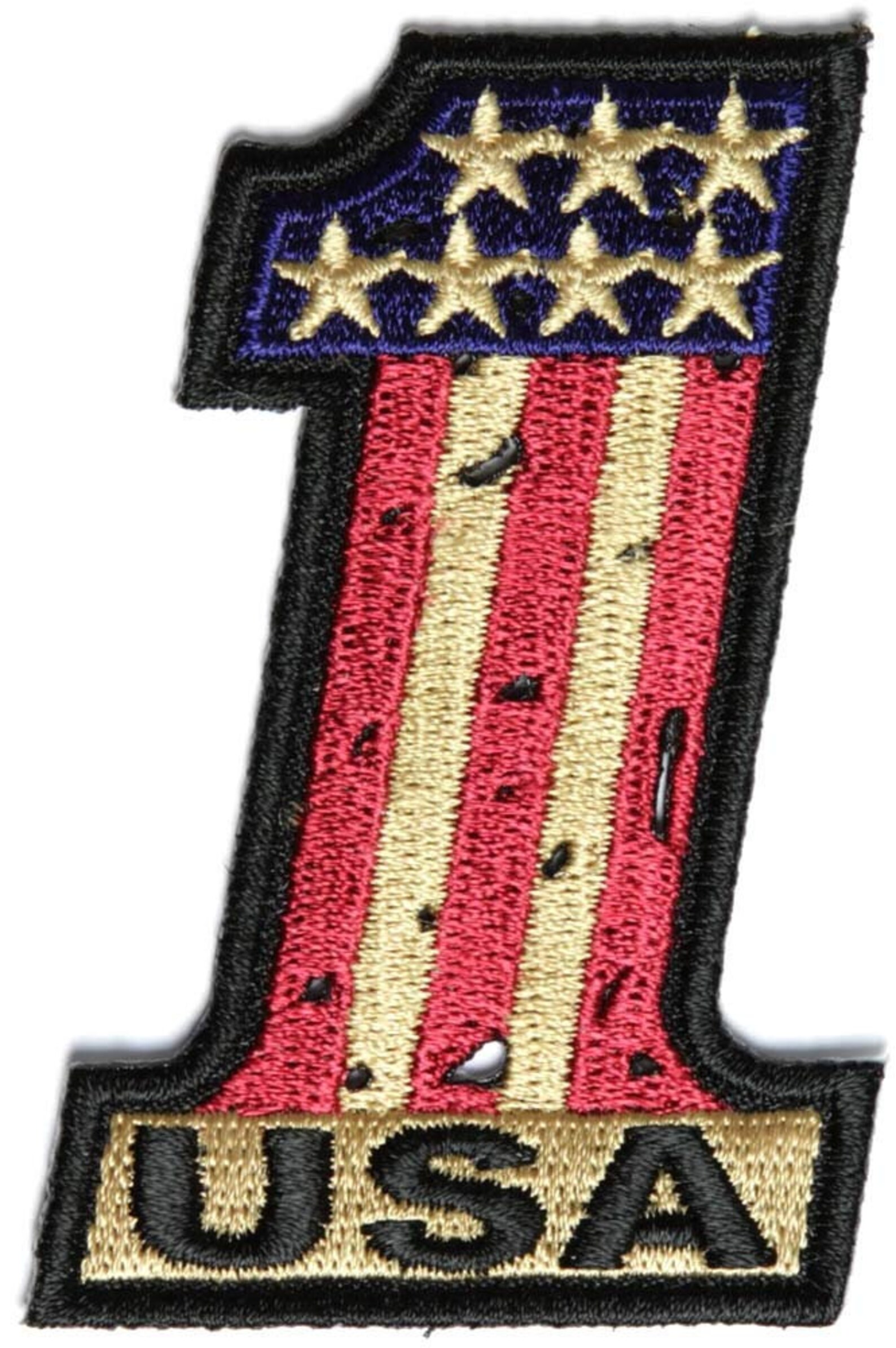 NUMBER 1 USA VINTAGE American Flag and Stars Embroidered Patch Craft