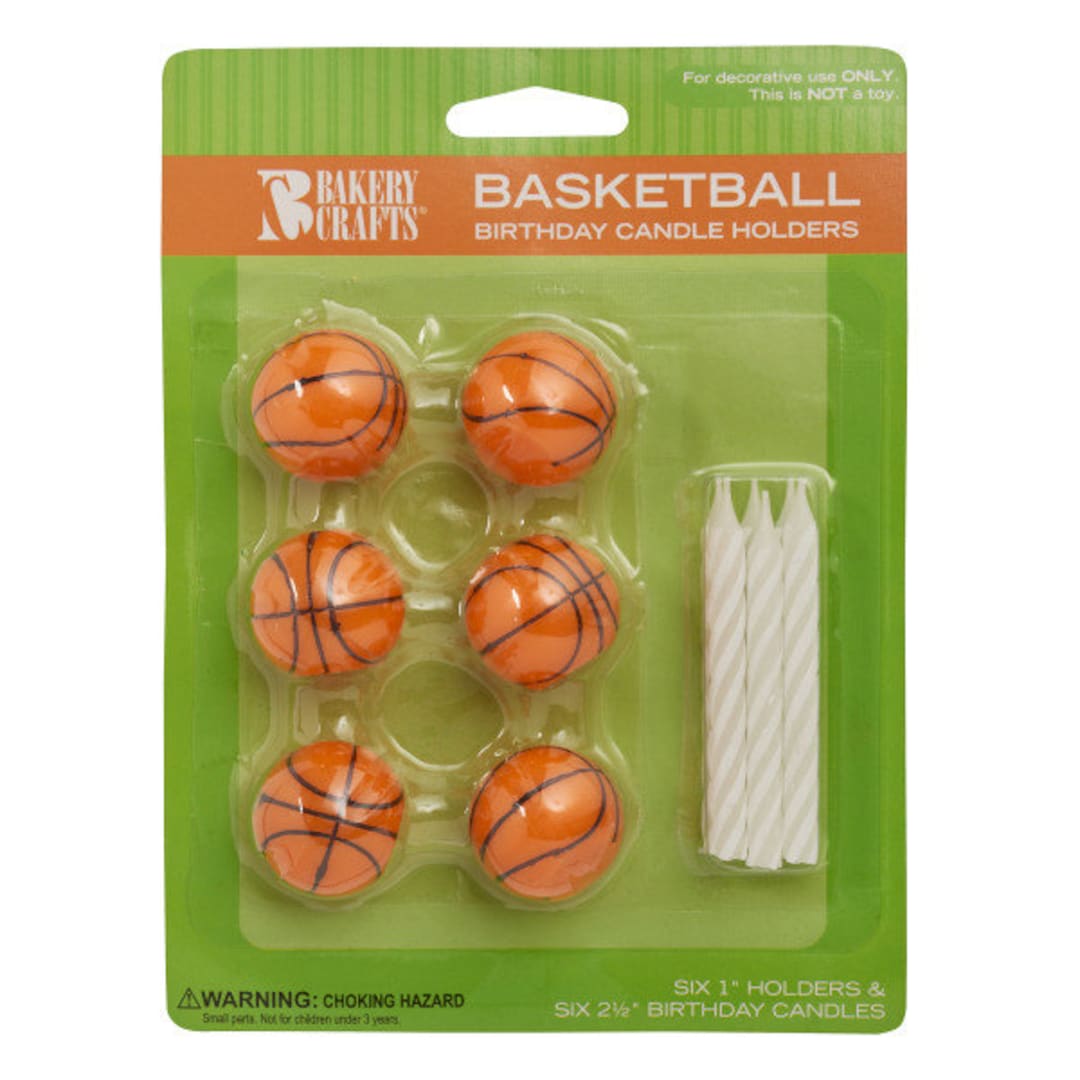 BASKETBALL Candle Holder Set With Candles Cupcake Cake Toppers Etsy