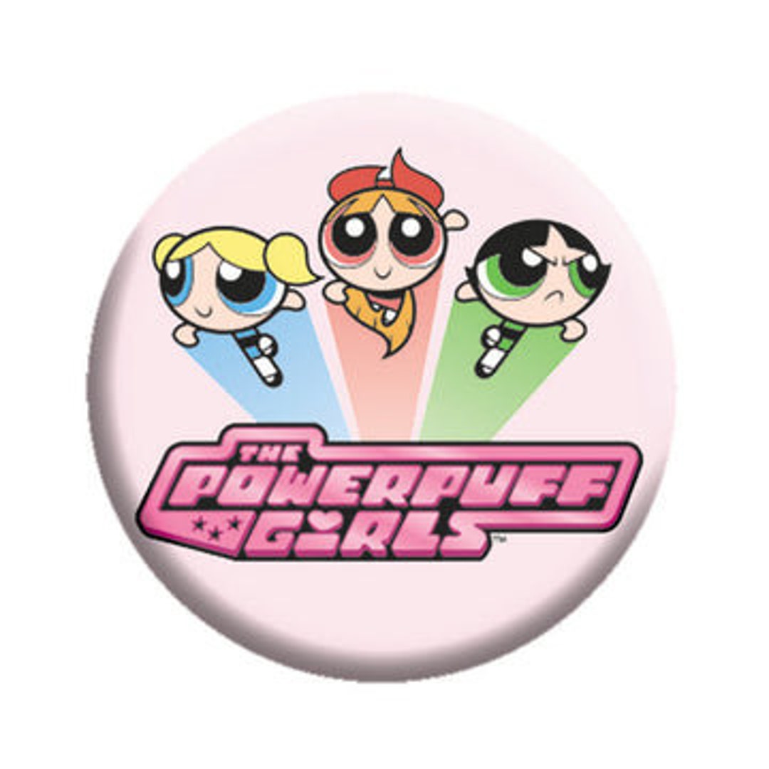 POWERPUFF GIRLS Logo Pinback Button Badge Cartoon Network Animation ...