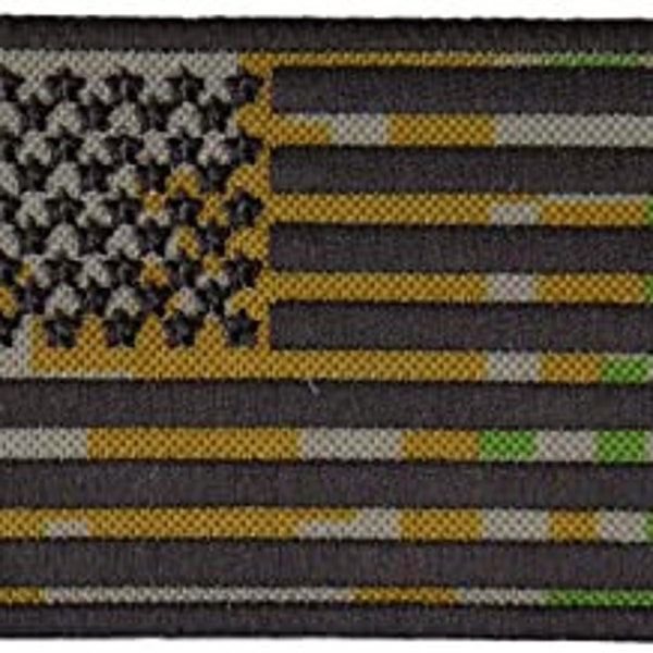 American Flag Camo Patch - Embroidered Iron on Patch - United States of America USA Flag Military Craft Supply