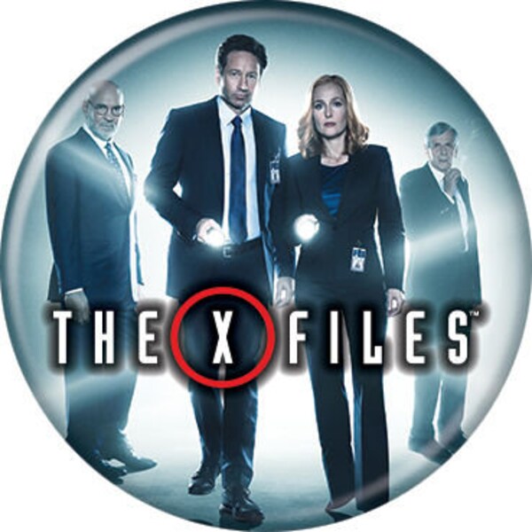 X FILES Pinback Button Badge - Cast - Classic TV Series - Round 1.25" Button - David Duchovny Scully Gillian Anderson Mulder Craft Supply