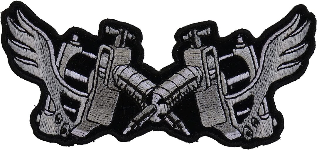 Tattoo Guns Wings Patch Small 4.5x2 Inch Motorcycle Etsy