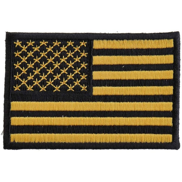 YELLOW BLACK American Flag Biker Motorcycle Embroidered Patch Craft Supply