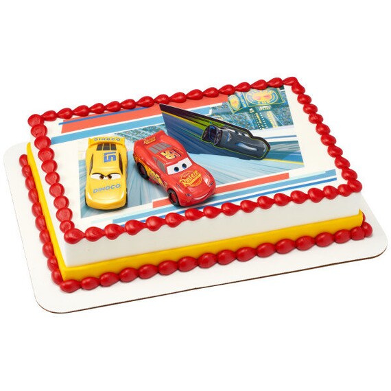 DISNEY CARS 3 Cake Topper Ahead of the Curve Mcqueen Cruz Party