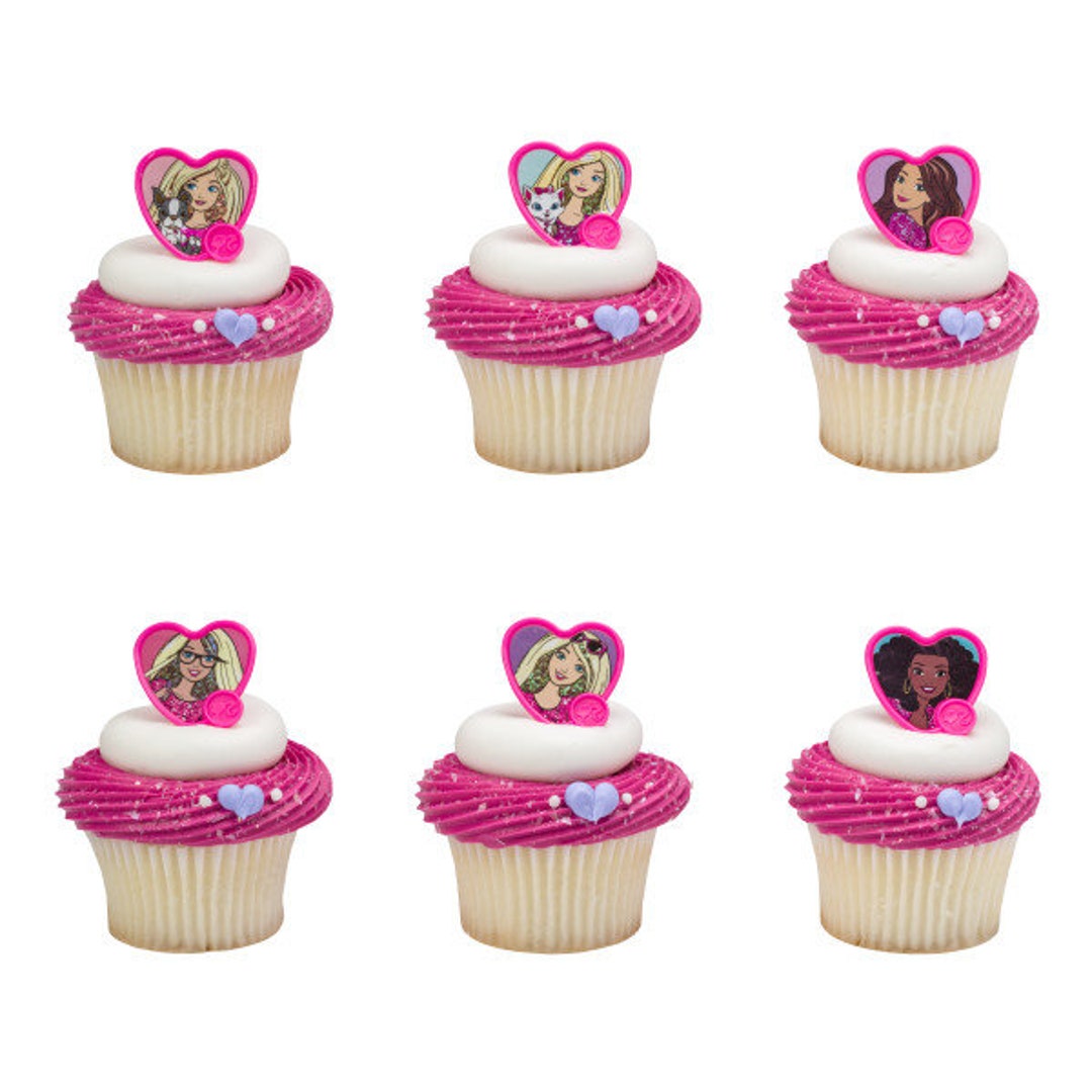 Pedagogie voldoende Handvol 12 BARBIE Cupcake Rings Sweet Sparkles Cake Toppers for - Etsy Denmark