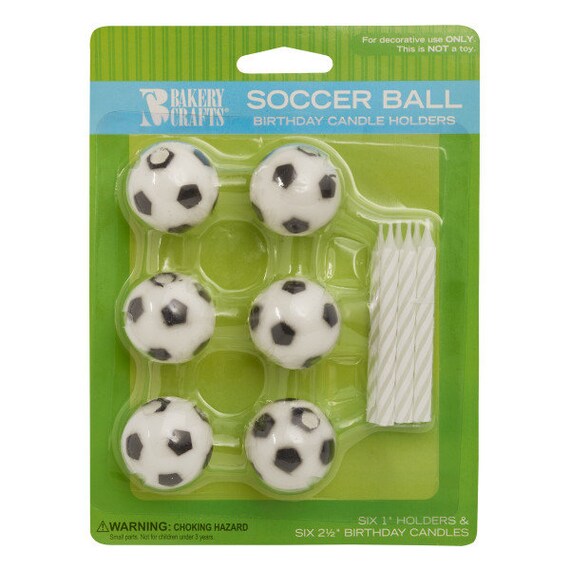 SOCCER BALL Candle Holder Set With Candles Cupcake Cake Etsy