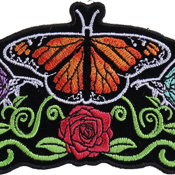 Butterflies and Flower Ladies Patch - 4.5x2.8 inch – Motorcycle Embroidered Patch Appliqué Craft Supply