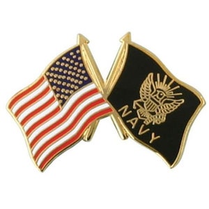 U.S. NAVY Crossed Flags Lapel Pin - United States Flag Enamel Pin for Backpack Tie Shirt Trading Button Pinback Craft Supply