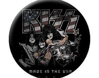 Pin Button Badge Ø25mm 1" Kiss Hard Rock Heavy Metal Paul Stanley Gene Simmons