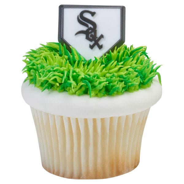 12 CHICAGO WHITE SOX Cupcake Rings Mlb Home Plate Cake Toppers for Birthday Party Decoration Craft Supply