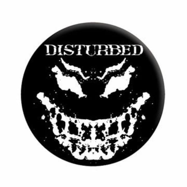 DISTURBED Grin Band Logo Pinback Button Badge - Album American Rock Band Album Music - Round 1.25" Button Craft Supply