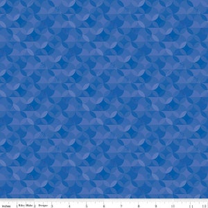 May include: A seamless pattern of overlapping circles in shades of blue. The circles are arranged in a repeating geometric pattern, creating a modern and abstract design.