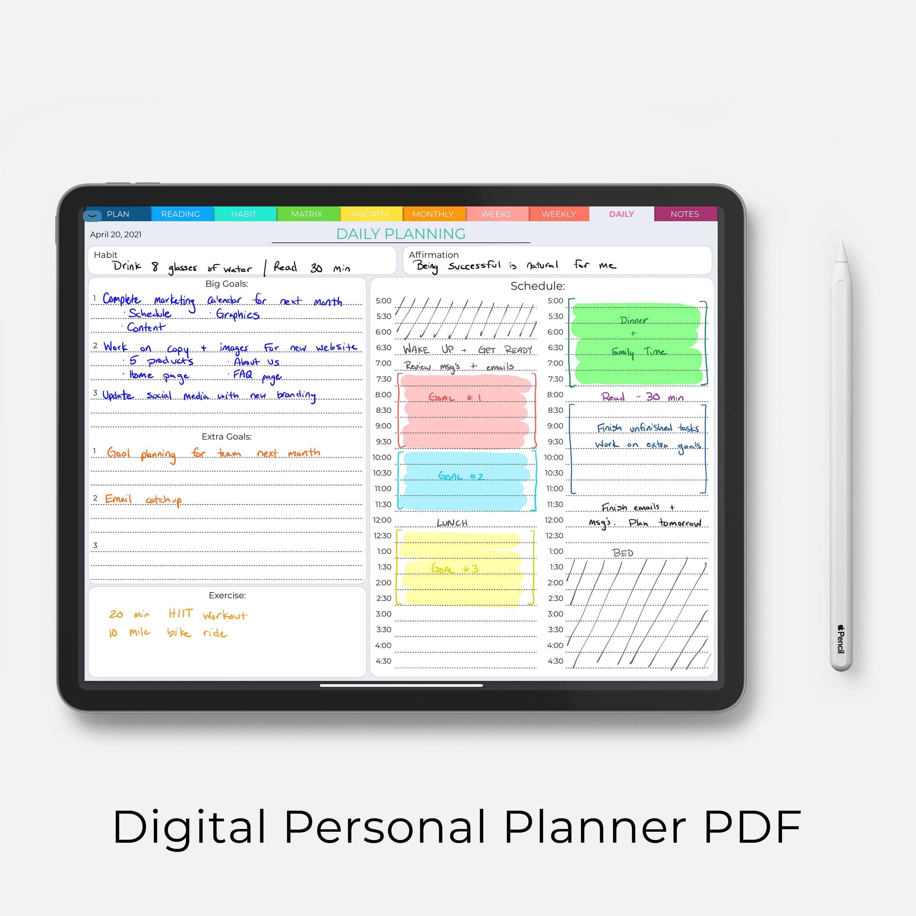 Undated Digital Planner for GoodNotes, Light & Dark Theme (PDF)