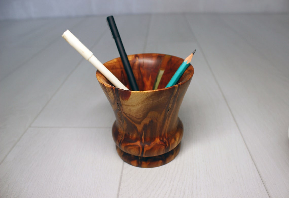 Pencil holder Wooden epoxy resin pencil holder cup for pen Etsy