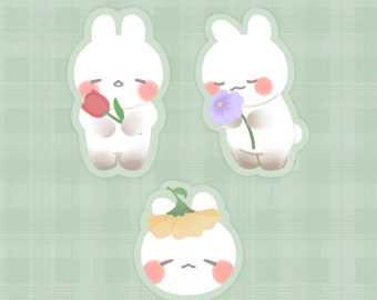 Flower Bunny Stickers | Matte Vinyl Decals