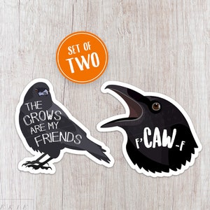 Crow Friend Sticker, Corvid Sticker, Laptop Stickers, Gifts for Bird Lovers, Cute Stickers, Crows and Ravens, Birdwatching Gift - SET OF TWO