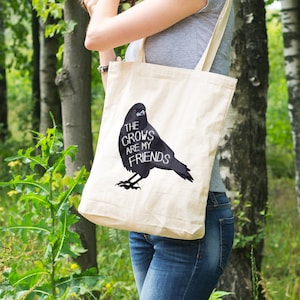 Crow Friend Bag, Eco-Friendly Tote Bag, Crow Gifts, Corvid Bag, Organic Cotton Bag, Crows and Ravens, Birdwatching Gift