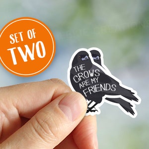 Crow Friend Sticker, Corvid Sticker, Laptop Stickers, Gifts for Bird Lovers, Cute Stickers, Crows and Ravens, Birdwatching Gift - SET OF TWO