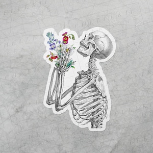 Skeleton Sticker, Human Anatomy Sticker, Laptop Stickers, Vintage Floral Sticker, Spooky Skeleton, Grunge Esthetische Sticker