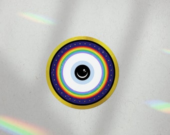 Evil Eye Rainbow Jewish Pride Sticker, Judaica Sticker, Laptop Stickers, Bat Mitzvah Gifts, B'nei Mitzvah Gift, Jewish Gift Ideas