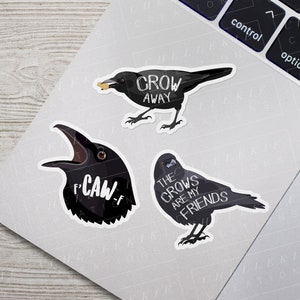 Crow Friend Stickers, Corvid Sticker, Laptop Stickers, Gifts for Bird Lovers, Cute Stickers, Crows and Ravens, Birdwatching Gift - SET OF 3