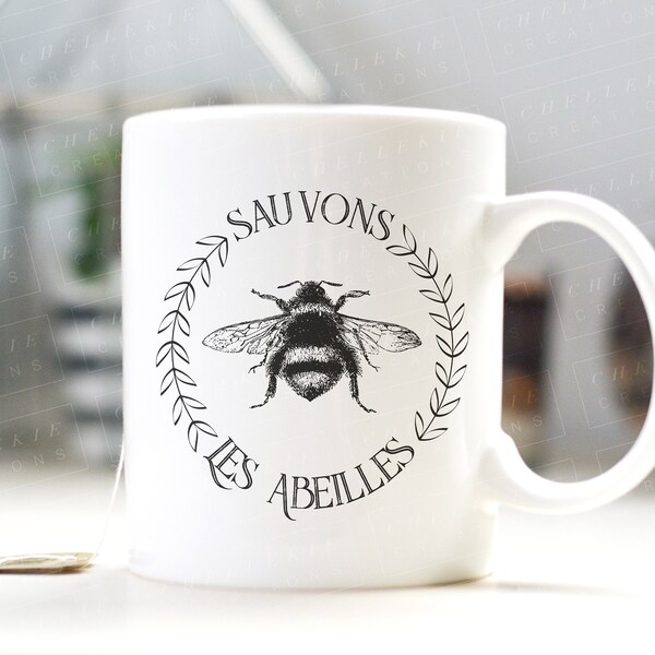 Sauvons Les Abeilles, Save The Bees Mug, Vintage Style Mug, Vintage French Style Decor, Gifts for Nature Lovers, Vintage Houseware