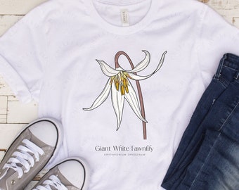 Fawnlily Flower T-Shirt, Botanical T-shirt, Gifts for Nature Lovers, Vancouver Island Gift Ideas, Fawnlily Flower Art, West Coast Aesthetic